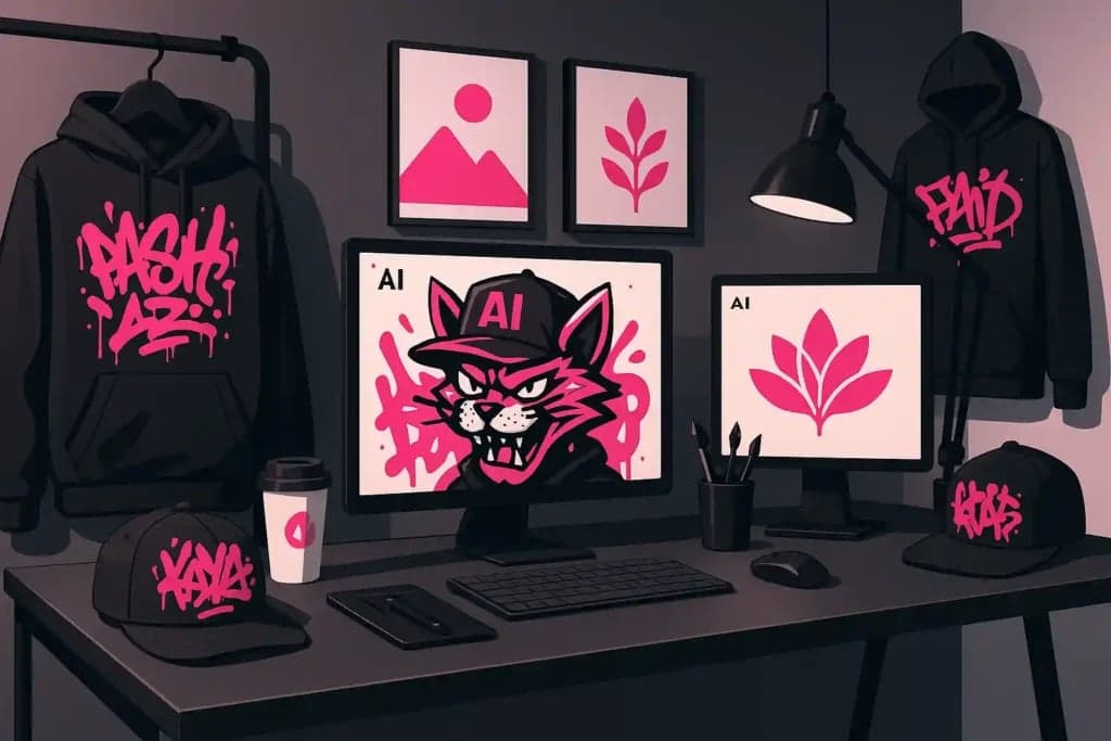 A studio of an artist designing for print on demand