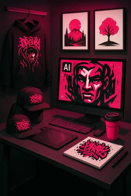 A studio presentation of a print on demand  product using ai